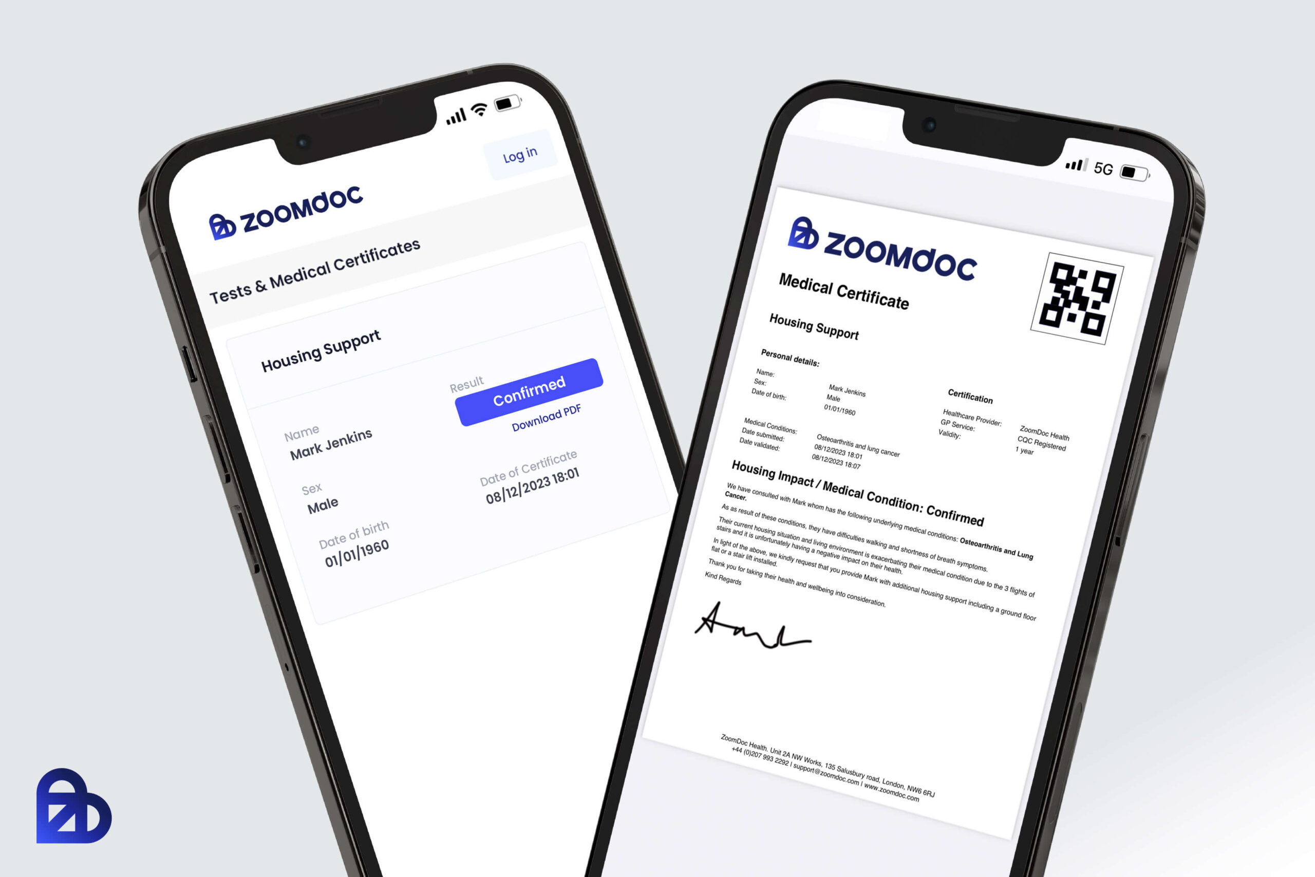 ZoomDoc Health Housing support medical letter, view 2