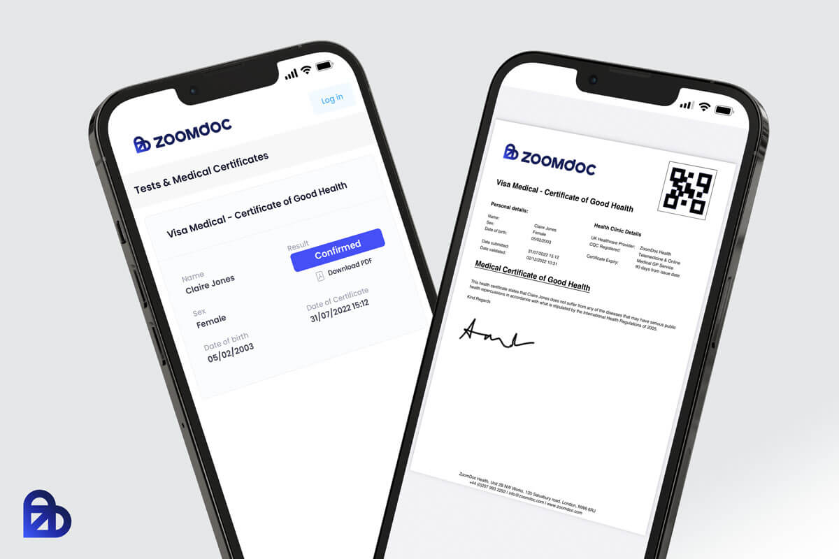 ZoomDoc Health Visa Medical – Certificate of Good Health, view 2